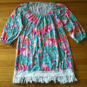 Lilly Pulitzer Alia Swim Cover XS Pink Flamingos